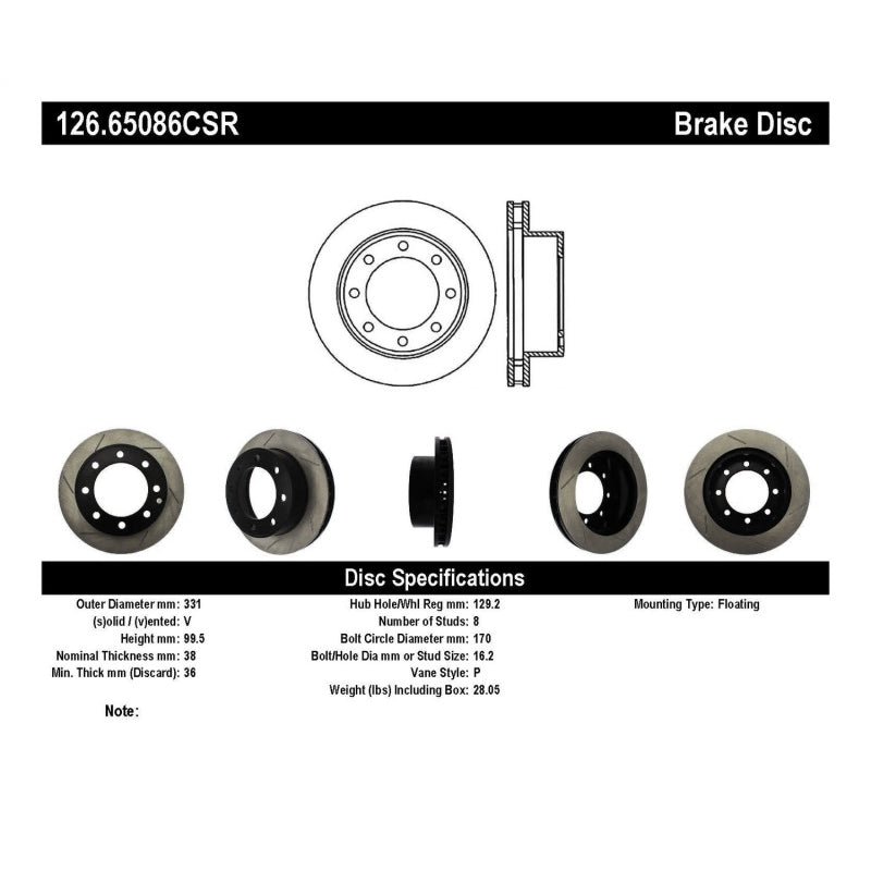 StopTech Sport Cryo Brake Rotor - Front