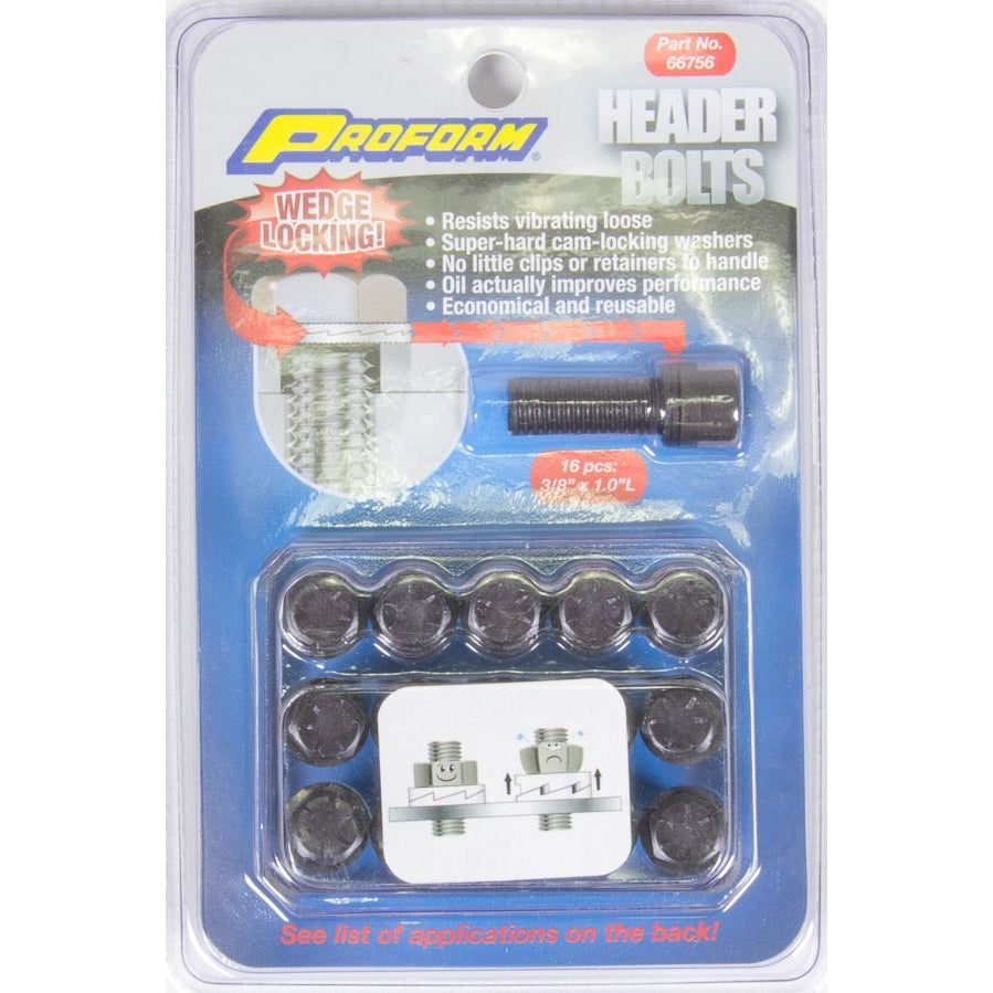 Proform Performance Parts Locking Header Bolt 3/8-16" Thread 1.000" Long Hex Head - Steel