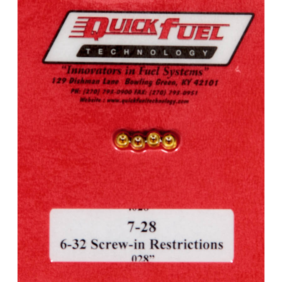 Quick Fuel Technology 6-32 Thread Carburetor Emulsion Jet Blank Brass Quick Fuel Carburetors - Set of 4