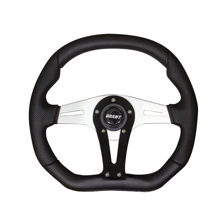 Grant Steering Wheels Performance and Race 13-3/4" Diameter Steering Wheel 3-Spoke Black Leather Grip Aluminum - Polished