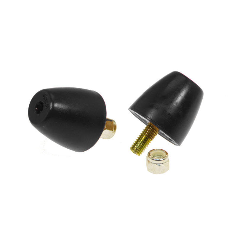 Prothane Bump Stop - 1.563 in Tall - 1.625 in OD - 3/8 in Stud Mount - Cone - Black - Universal - Pair