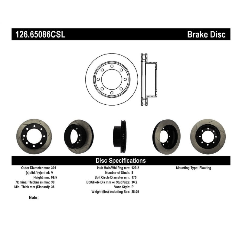 StopTech Sport Cryo Brake Rotor - Front