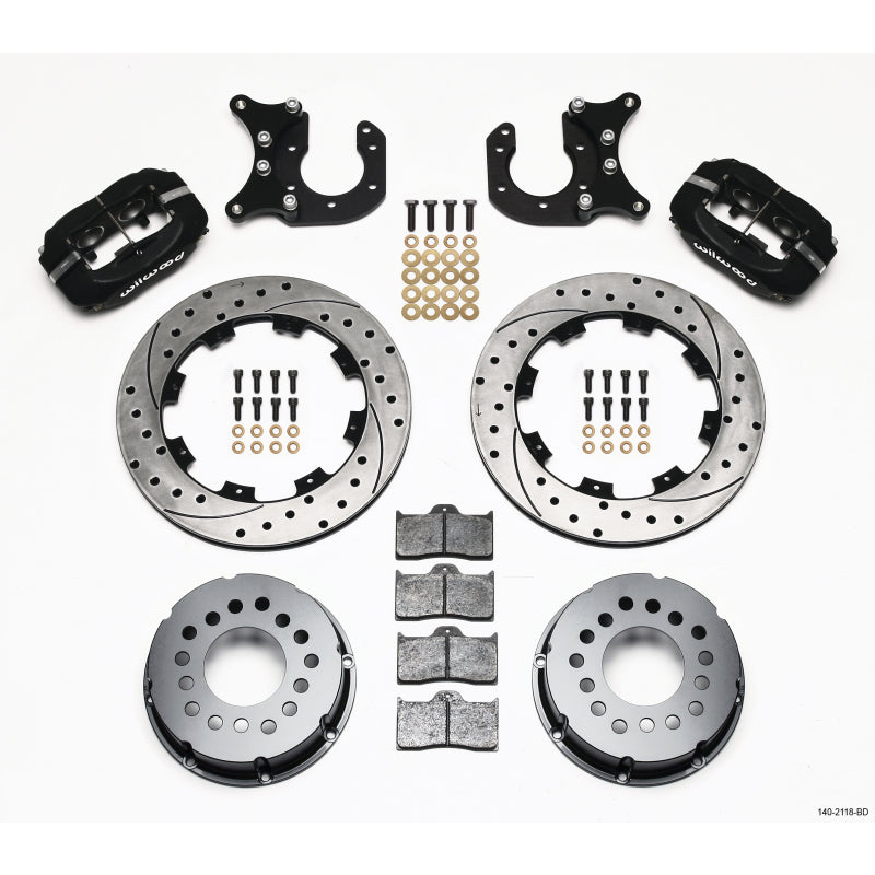 Wilwood Dynalite Pro Series Rear Brake Kit - Black - SRP Drilled & Slotted Rotor - New Big Ford