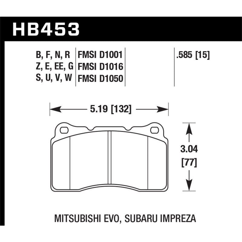 Hawk HP Plus Compound Wide Temperature Range Brake Pads - Various Applications - Set of 4