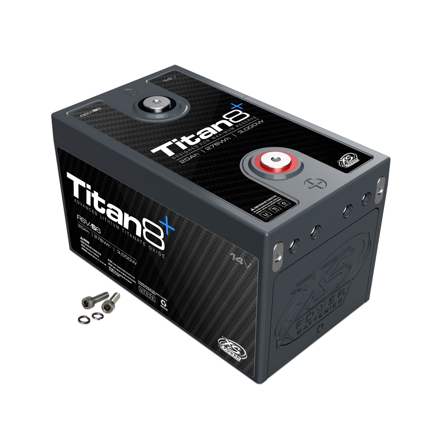 XS Power Titan8 Lithium Titanate Battery - 14V - 500 Cranking amp - Threaded Terminals - 8.3 in L x 5 in H x 4.85 in W
