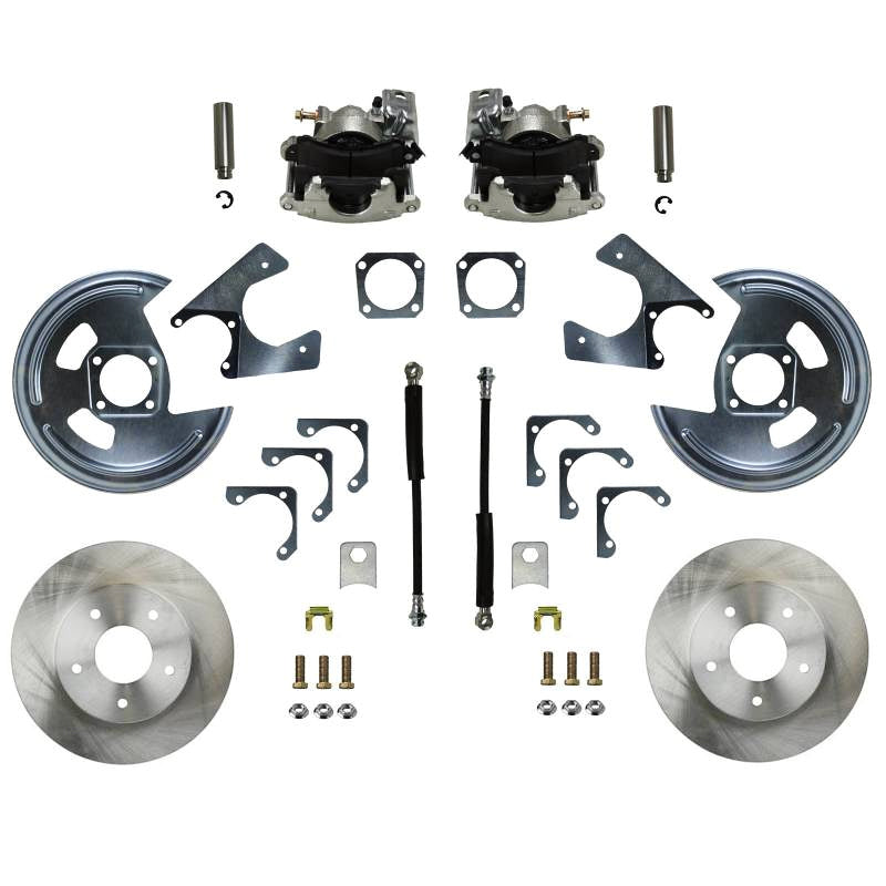 Leed Rear Disc Conversion Brake System - 1 Piston Caliper - 11 in Rotors - Zinc Plated - GM Fullsize Car 1962-77