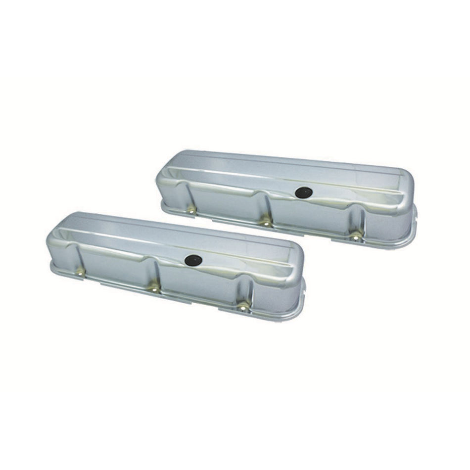 Specialty Products Tall Valve Covers Baffled Breather Holes Steel - Chrome - Big Block Chevy - Pair