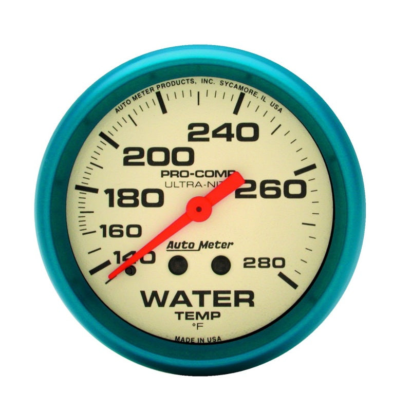 Auto Meter Ultra-Nite 140-280 Degree F Water Temperature Gauge - Mechanical