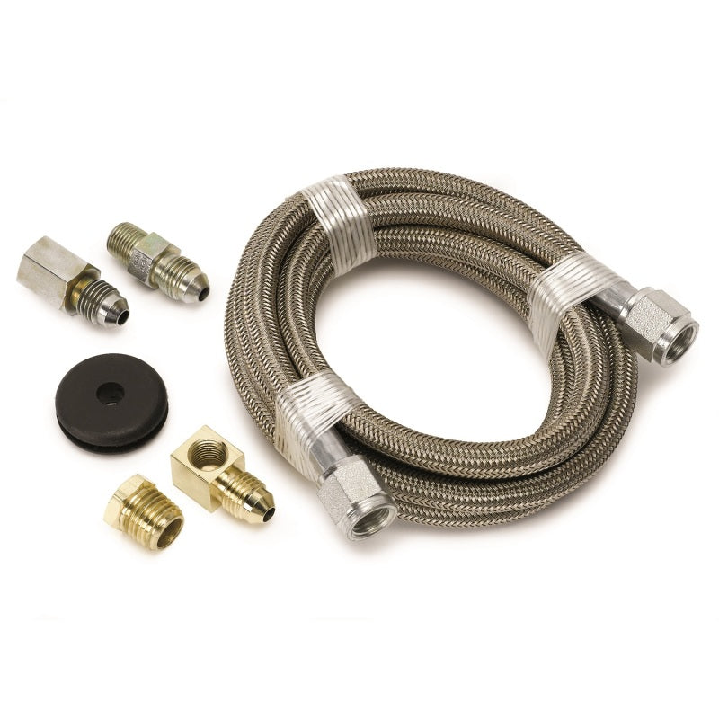 Auto Meter Braided Stainless Steel Line Kit - 6 Ft. #4 - 3/16" I.D. Fittings
