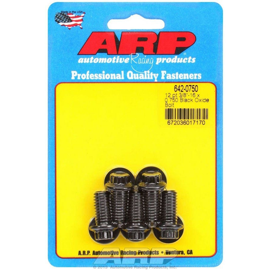 ARP 3/8-16" Thread Bolt 0.750" Long 3/8" 12 Point Head Chromoly - Black Oxide