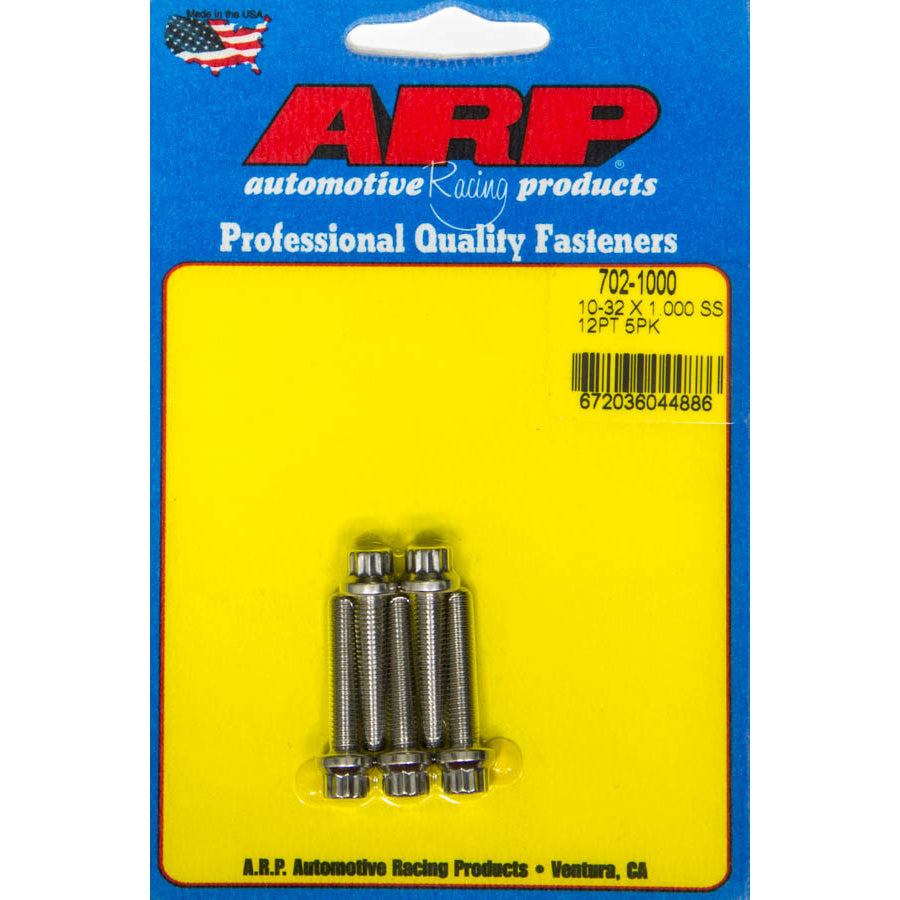 ARP 10-32 Thread Bolt 1.000" Long 1/4" 12 Point Head Stainless - Polished