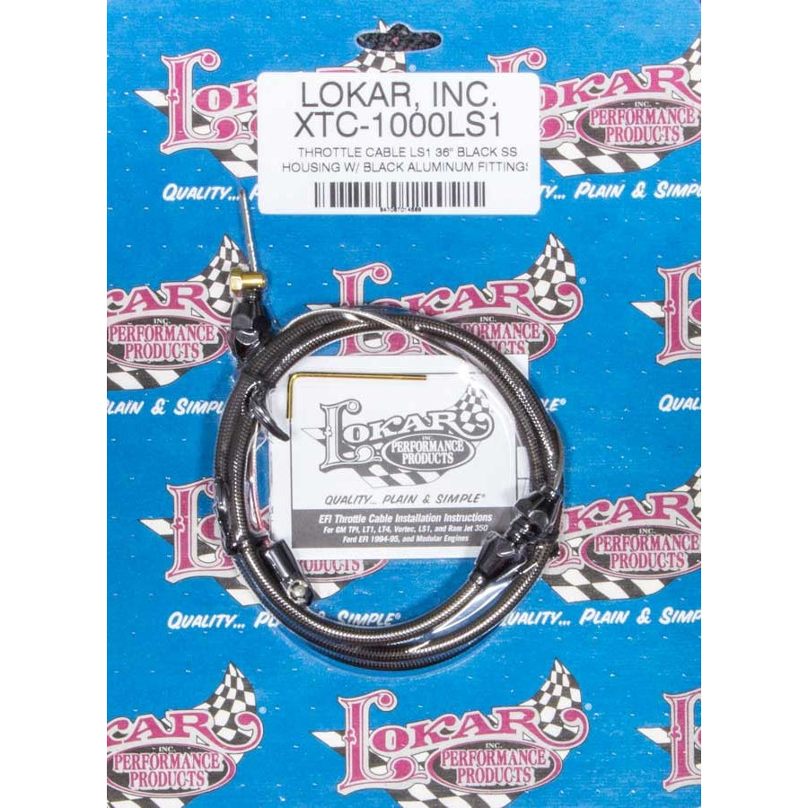 Lokar Hi-Tech Throttle Cable - 3 ft Long - Braided - Black - GM Ramjet - GM LS-Series