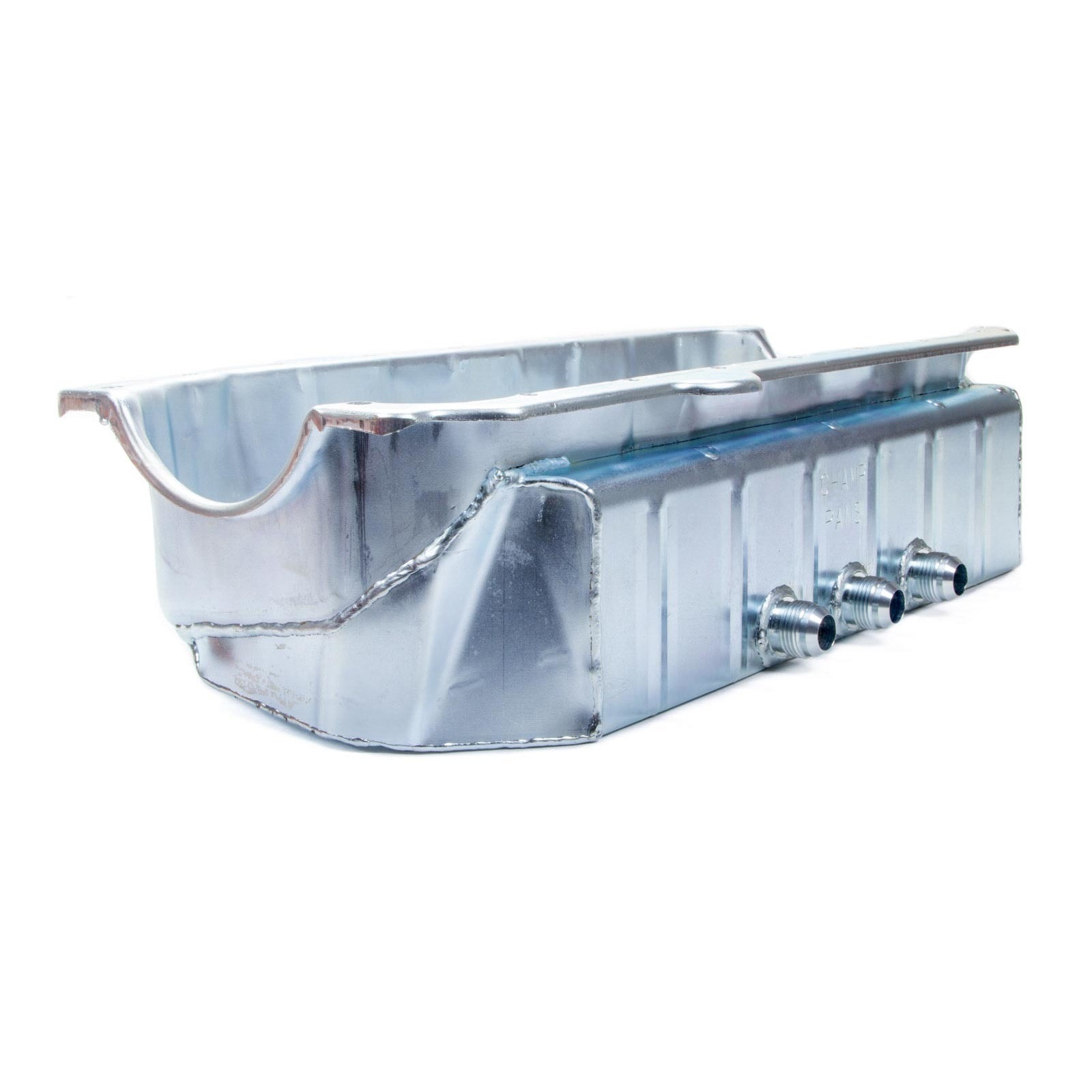 Champ Pans CP155KO Series Dry Sump Oil Pan - (3) -12AN Fittings - 5-1/2" Deep - SB Chevy 1957-85