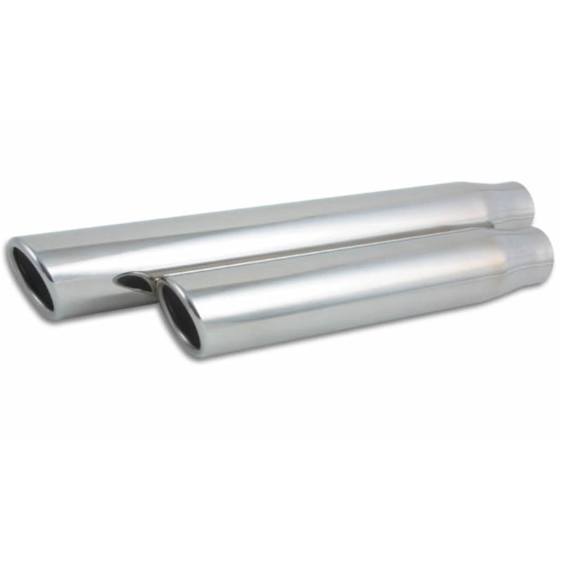 Vibrant Performance Weld-On Exhaust Tip - 2-1/2 in Inlet - 3 in Round Outlet - 11 in Long - Single Wall - Rolled Edge - Angled Cut