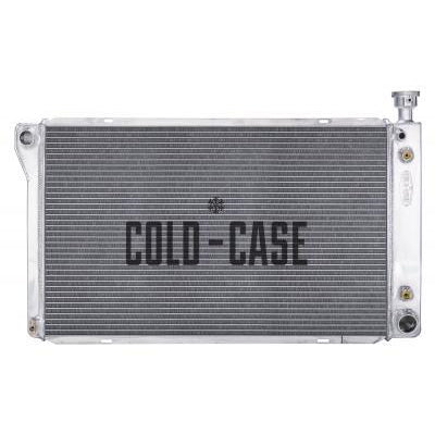 Cold-Case Polished Aluminum Radiator - 33.850 in W x 20.400 in H x 3 in D - Driver Side Inlet - Passenger Side Outlet - GM Fullsize Truck 1988-98