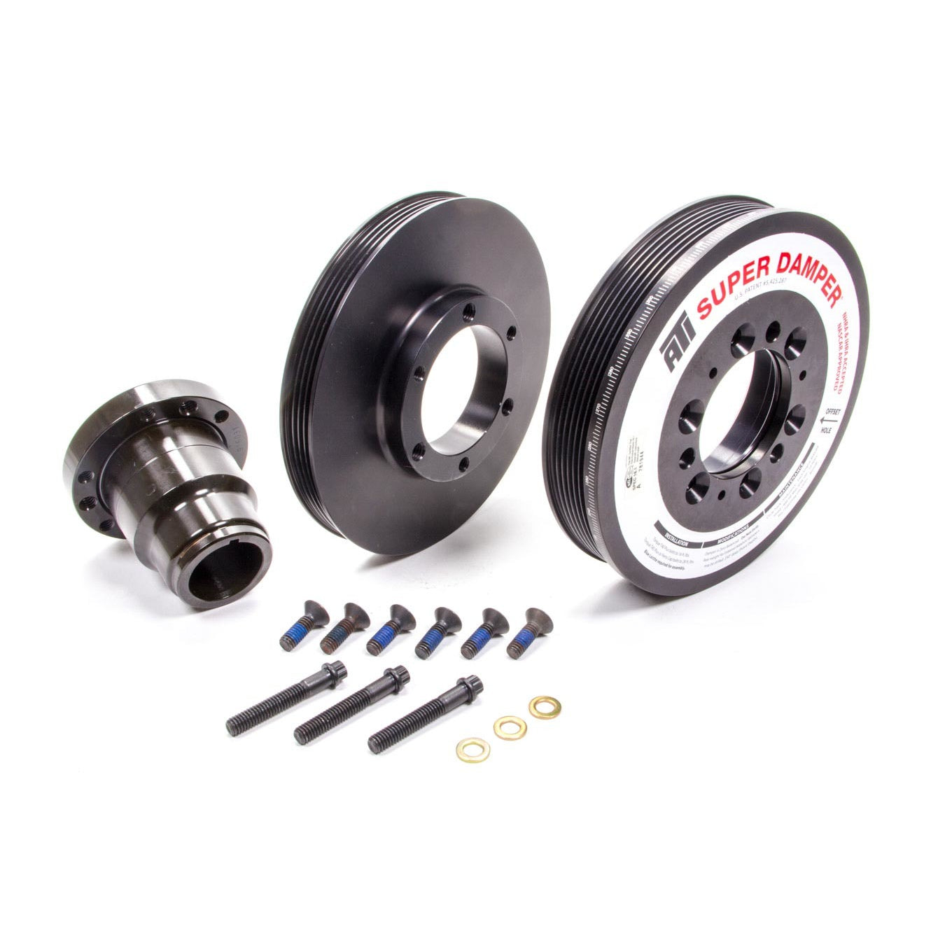 ATI Serpentine SFI 18.1 Super Damper - 7.480 in OD - AC Pulley - Black - Internal Balance - GM LS-Series