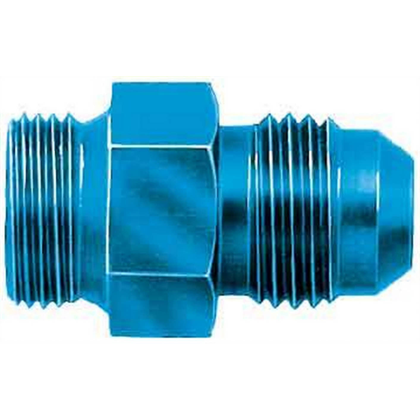 Aeroquip 6 AN Male to 9/16-24 in Male Straight Carburetor Inlet Fitting - Blue Anodized - Demon Carburetors
