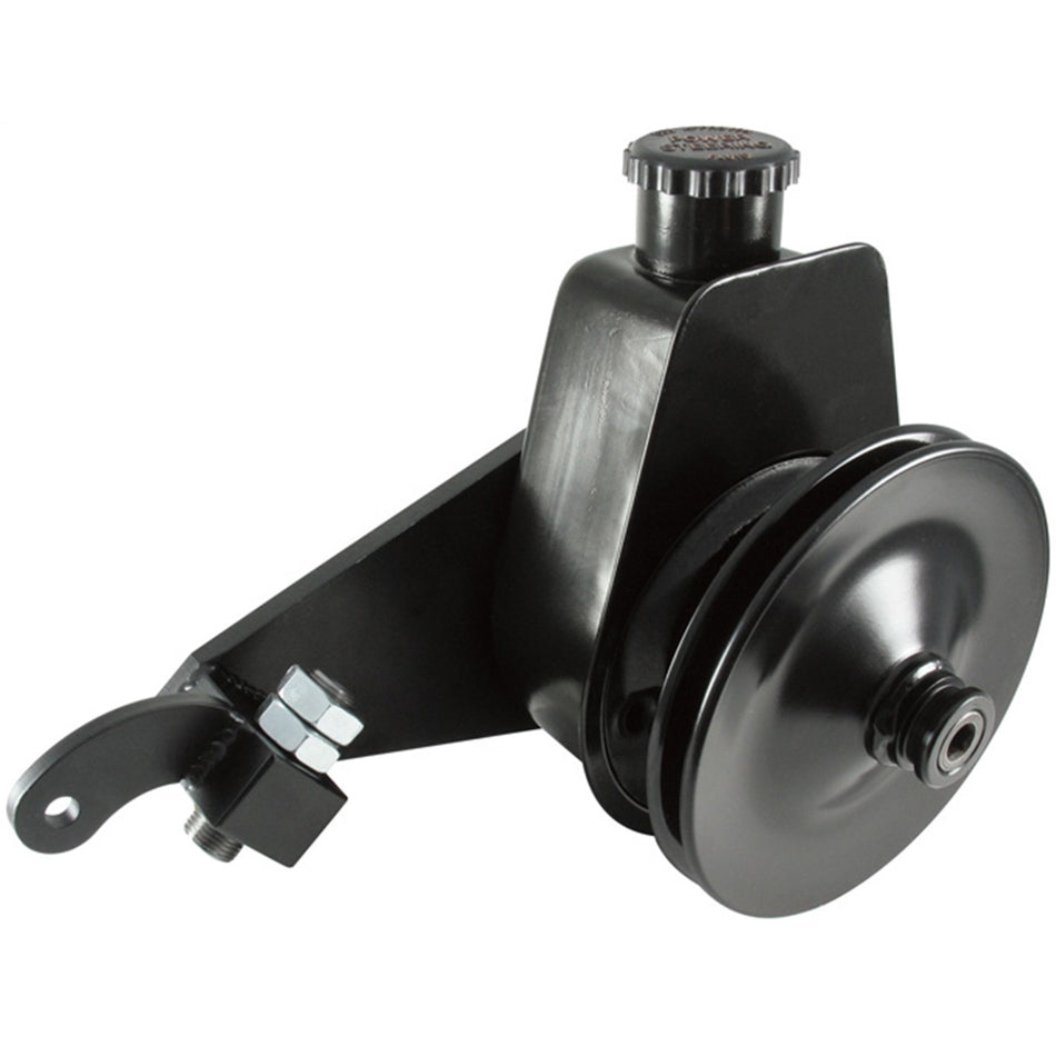 Borgeson Saginaw Power Steering Pump Bracket/V-Belt Pulley Steel Black- Small Block Ford