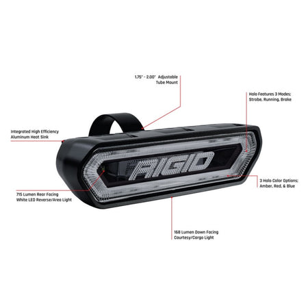 Rigid Industries Chase Series LED Tail Light - 2 x 7 in - Adjustable Tube Mount - Amber - Black - Rigid Logo