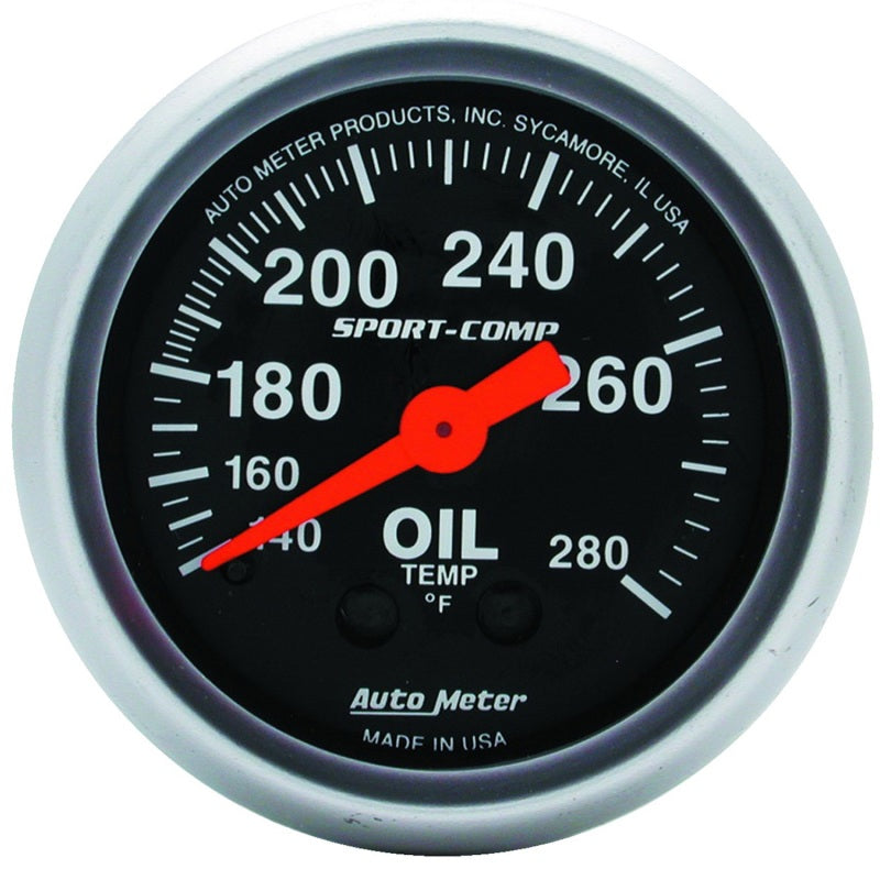 Auto Meter 2-1/16" Mini Sport-Comp Oil Temperature Gauge - 140-280