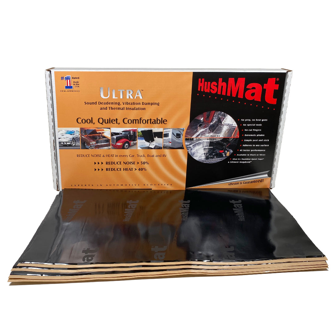 Hushmat Ultra Floor/Dash Kit Heat and Sound Barrier 12 x 23" Sheet 1/8" Thick Rubber - Black
