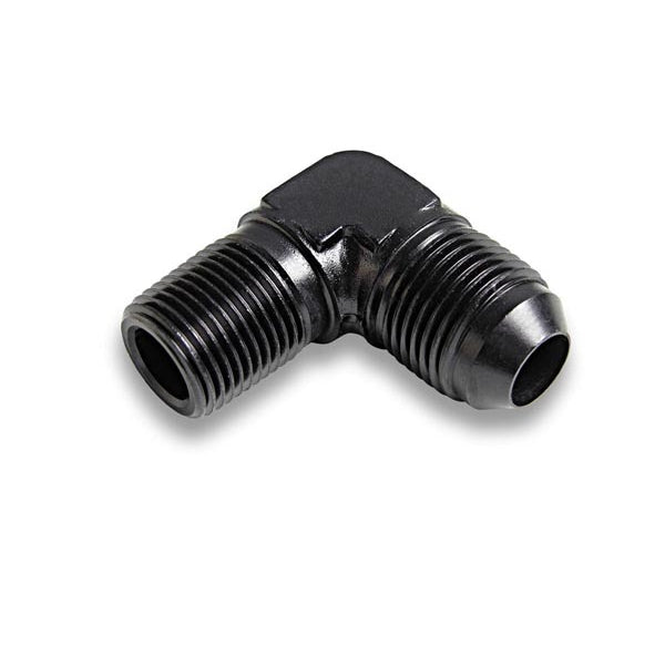 Earl's Products Adapter Fitting 90 Degree 3 AN Male to 1/8" NPT Male Aluminum - Black Anodize