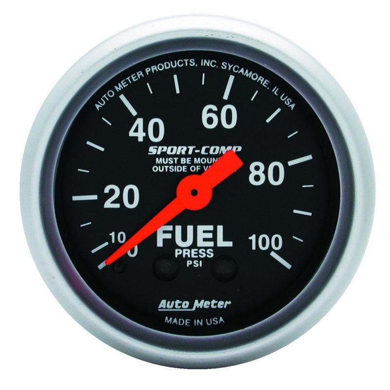Auto Meter 2-1/16" Mini Sport-Comp Fuel Pressure Gauge - 0-100 PSI