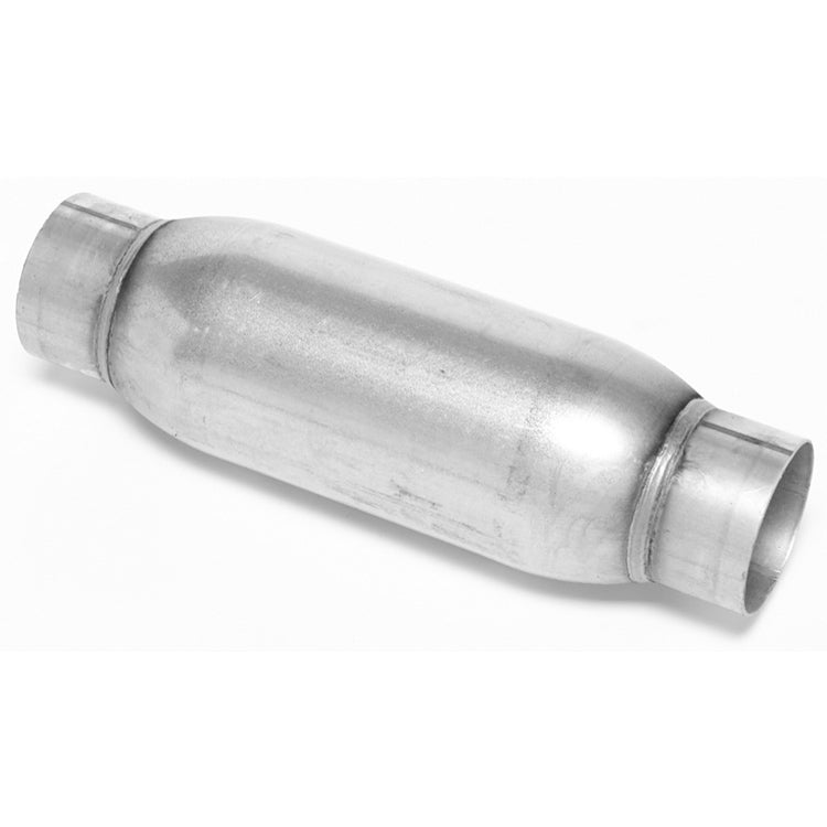 Dynomax Bullet Racing Muffler - 4" In, Out - 5" Diameter - 12" Chamber Length, 16-1/2" Overall Length