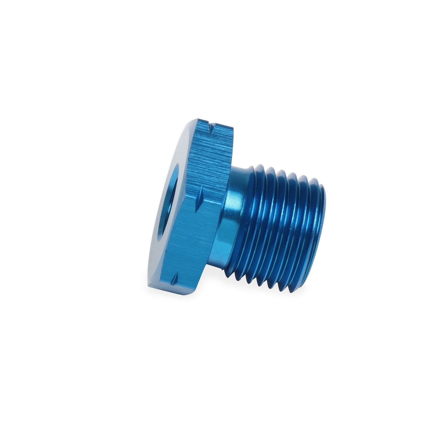 Earl's 1/8 in NPT Female to 16 mm x 1.50 Male Straight Adapter - Blue Anodized - Oil Pressure Gauges