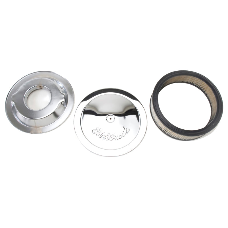 Edelbrock Chrome Air Cleaner - 14" Diameter w/ 3" Element - 3/8" Deeper Flange (3-3/4")
