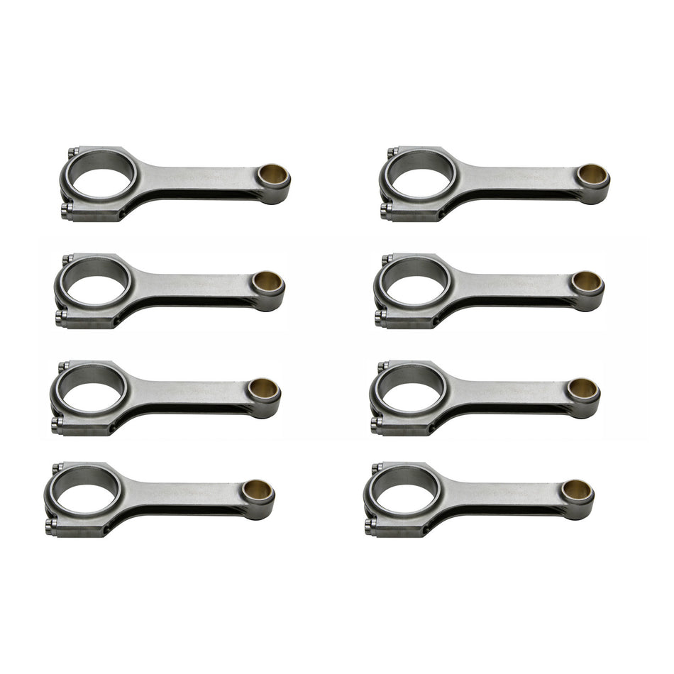 Eagle "3-D" H-Beam Forged 4340 Steel Connecting Rods - SB Chevy - 6.125" w/ L19 Bolts - 660 Grams - 2.100" Crank Pin Diameter, .940" Big End Width, .927" Pin End Bore - (Set of 8)