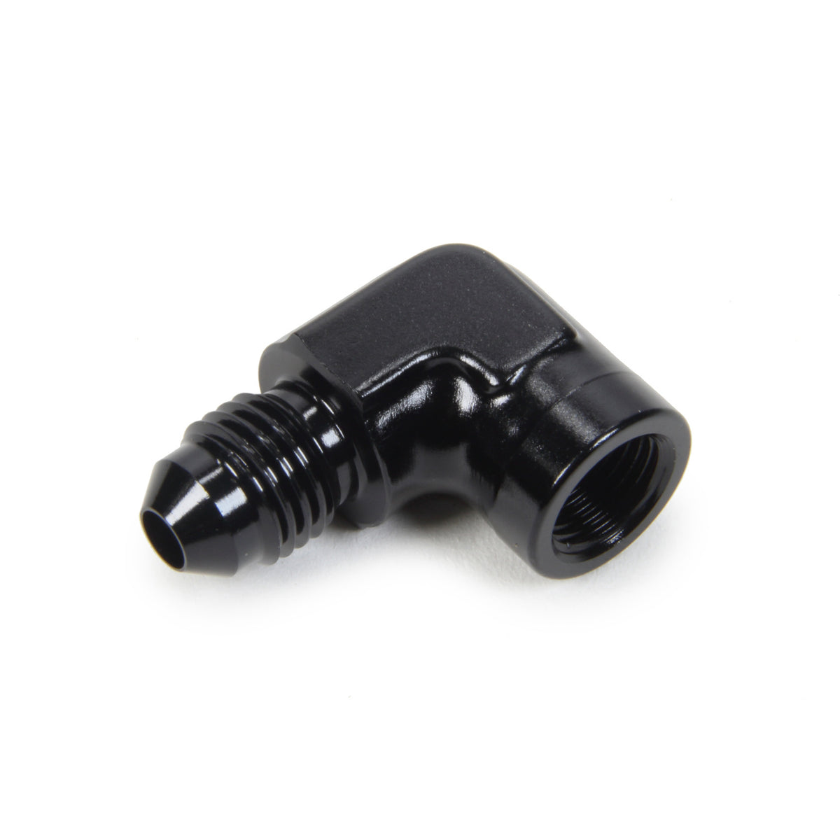 Triple X Gauge Adapter Fitting 90 Degree 4 AN Male to 1/8" NPT Female Aluminum - Black Anodize