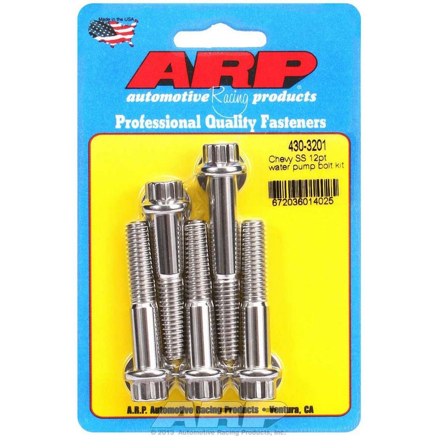 ARP Stainless Steel Water Pump Bolt Kit - 12-Point - Short, Long Pump - SB Chevy, BB Chevy