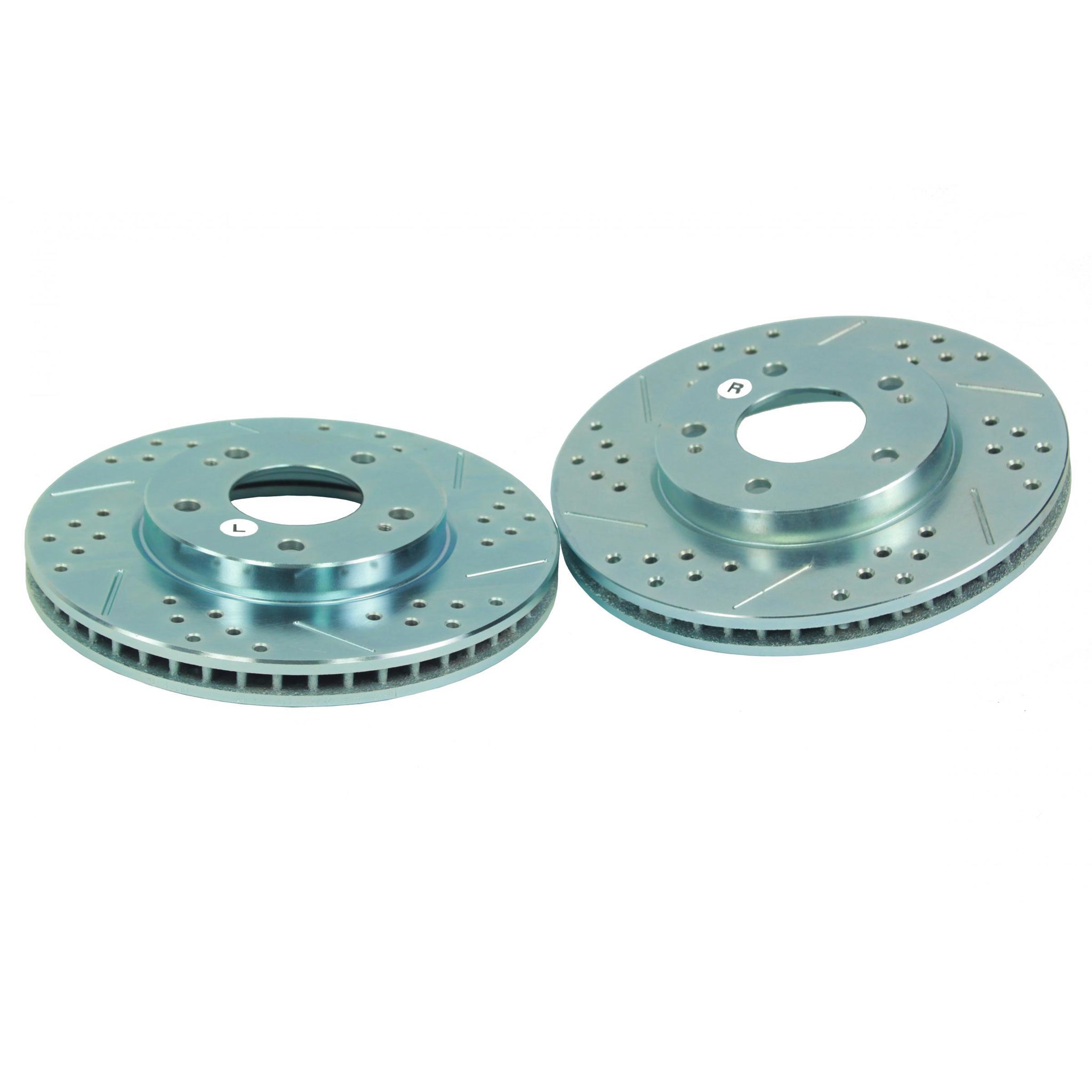 Baer Sport Front Rotor - Directional / Drilled / Slotted - 1-Piece - Zinc Plated - Ford Mustang 2015-17 - Pair