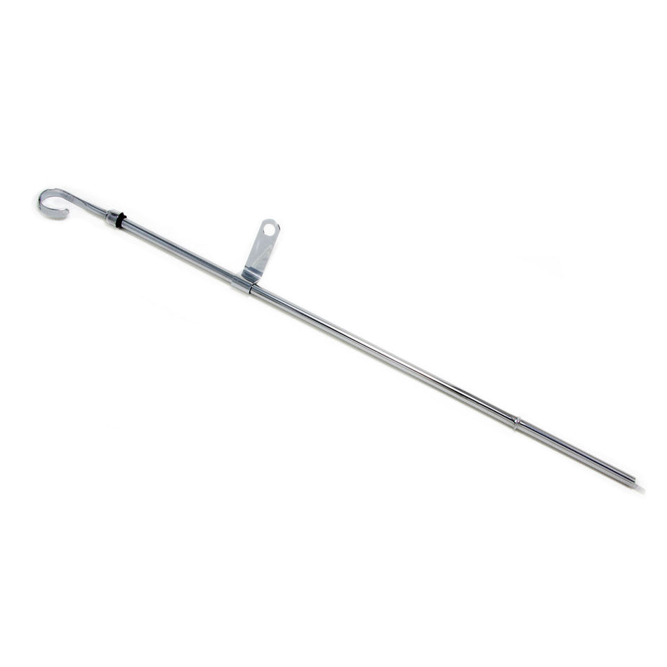 Trans-Dapt Engine Oil Dipstick - Solid Tube - Pan Mount - 21 in Long - Chrome - Big Block Chevy