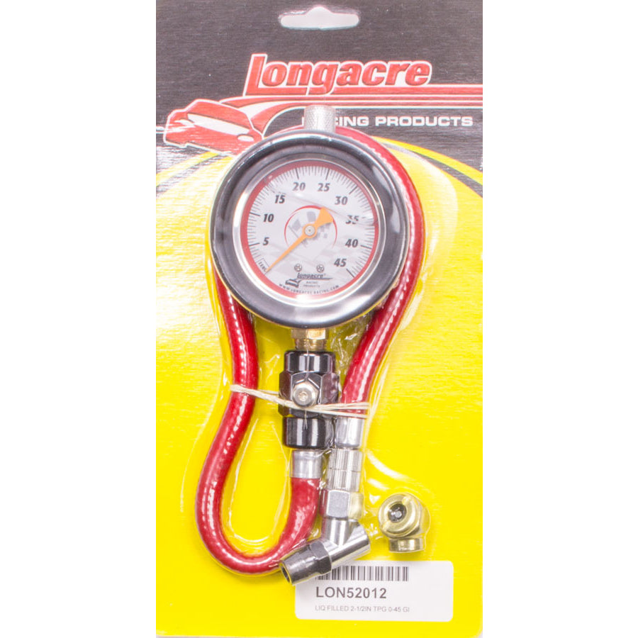 Longacre Liquid Filled 2 Glow In The Dark Tire Gauge - 0-45 psi by lb