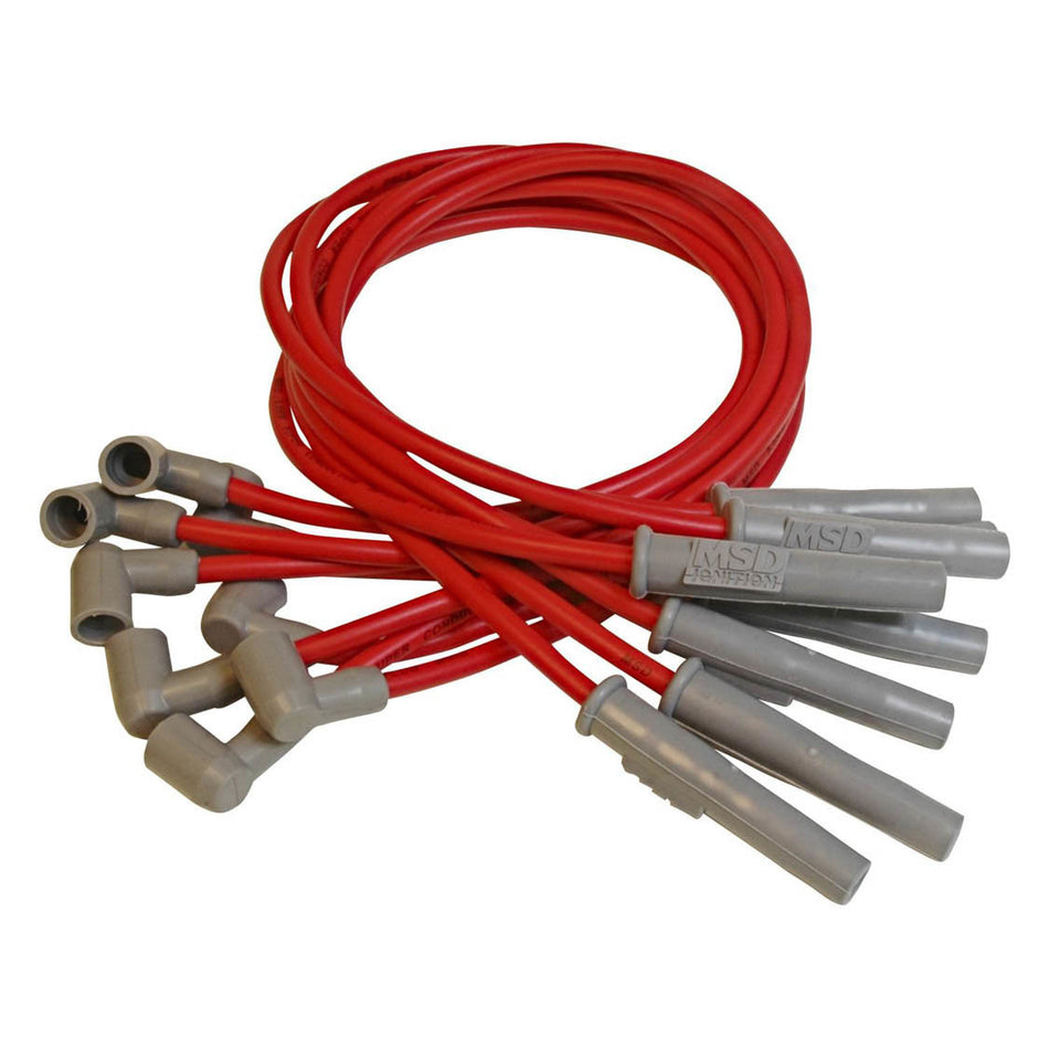 MSD Super Conductor Spiral Core Spark Plug Wire Set - 8.5 mm - Black - Straight Plug Boots - Socket Style - AMC V8