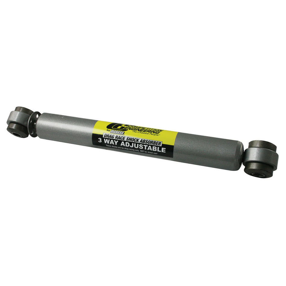 Competition Engineering Drag Monotube Shock - 14.15 in Compressed / 23.62 in Extended - 1.63 in OD - 3 Way Adjustable - Gray Paint - Rear
