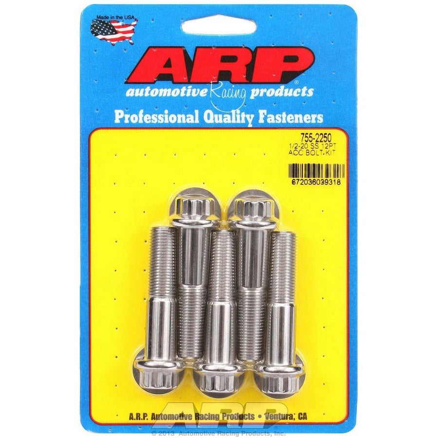 ARP 1/2-20" Thread Bolt 2-1/4" Long 9/16" 12 Point Head Stainless - Natural