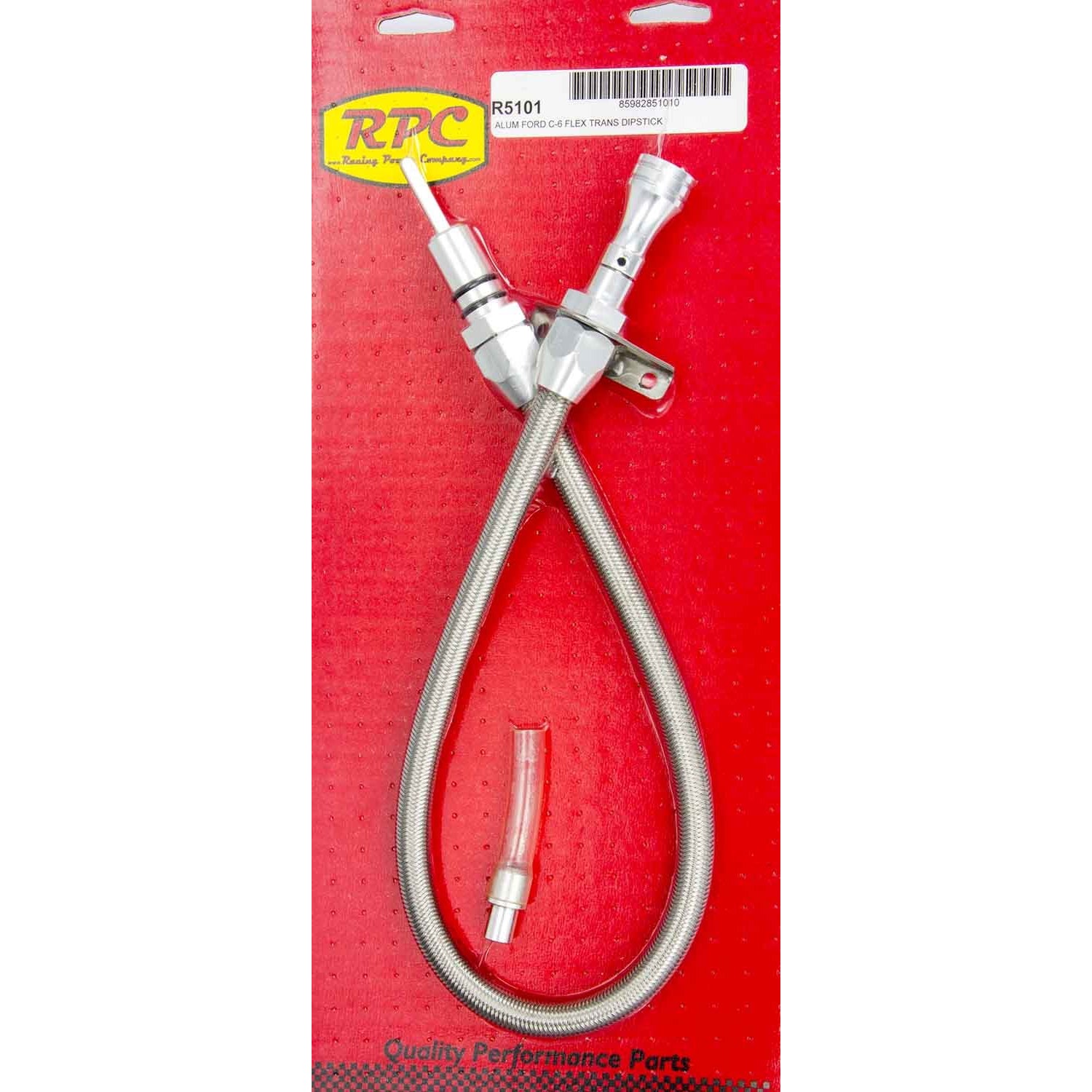 Racing Power Firewall Mount Transmission Dipstick 29" Long Braided/Billet Stainless Natural - C6