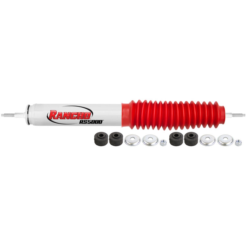 Rancho RS5000 Series Twintube Steering Stabilizer - 13.25 in Compressed / 22.25 in Extended - 2.17 in OD - White Paint - Universal