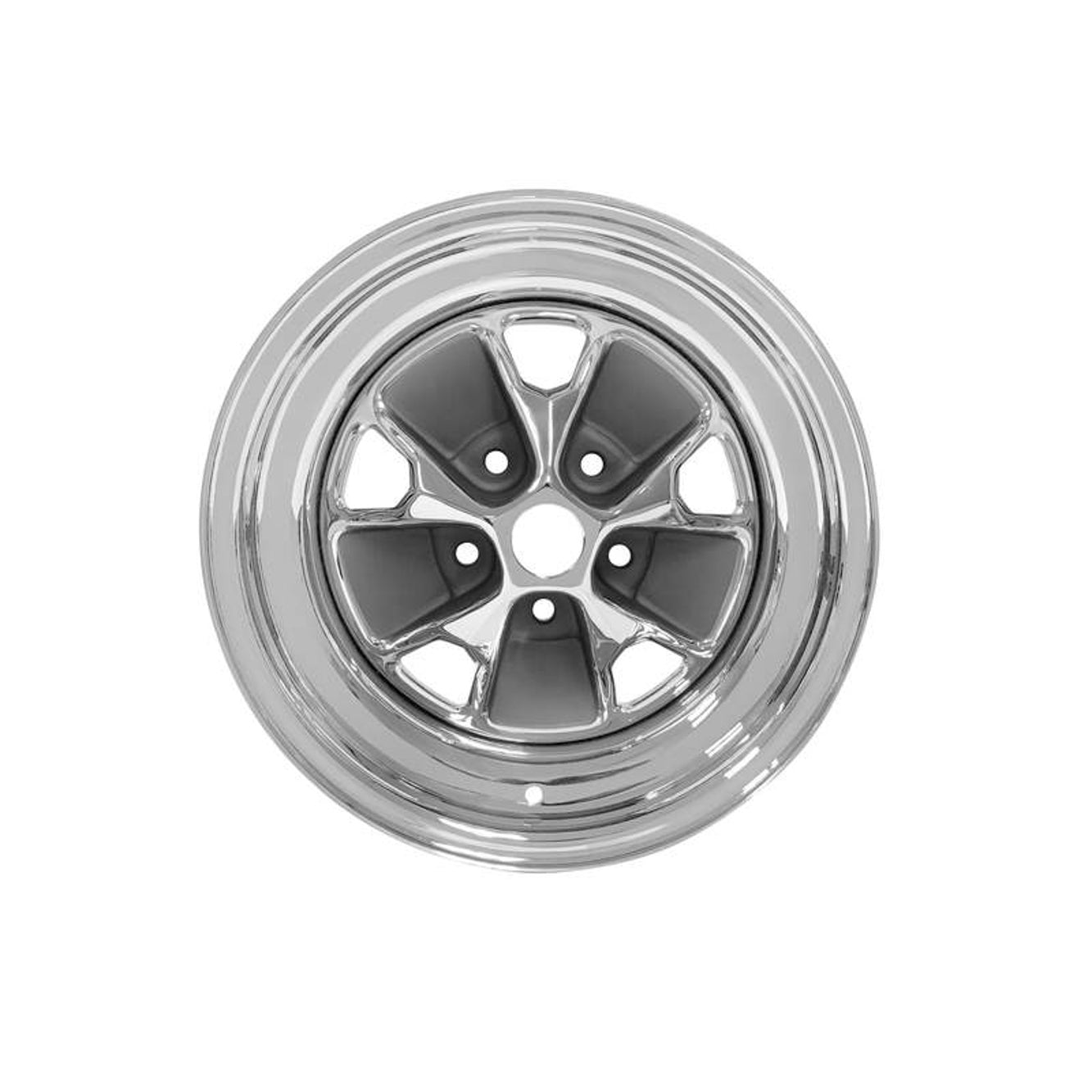 Scott Drake Classic Style Wheel - 15 x 7 in - 3.980 in Backspace - 5 x 4.50 in Bolt Pattern - Black/Chrome