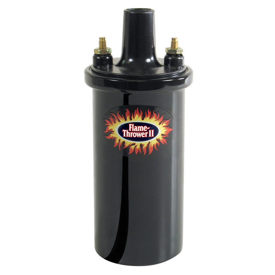 PerTronix Flame-Thrower II Ignition Coil - Canister - Round - Oil Filled - Black - 45,000 Volts