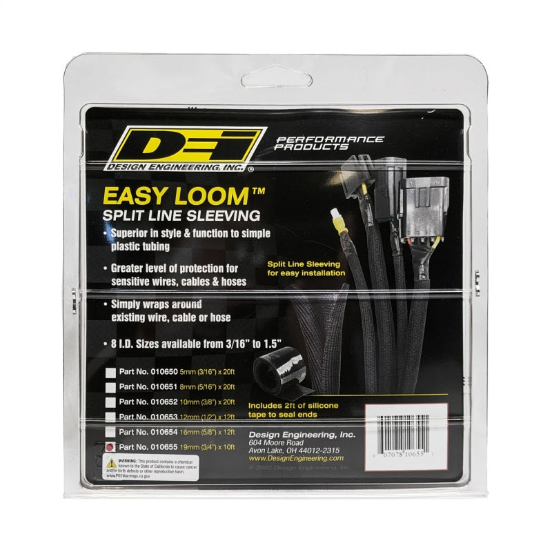 DEI Hose and Wire Sleeve - 3/4" Diameter - 10 ft - Split - Black