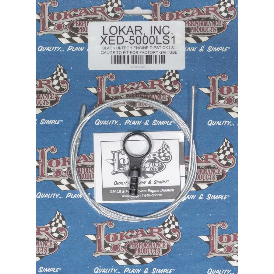 Lokar Braided Stainless Engine Oil Dipstick Aluminum Black Anodize GM LS-Series - Each