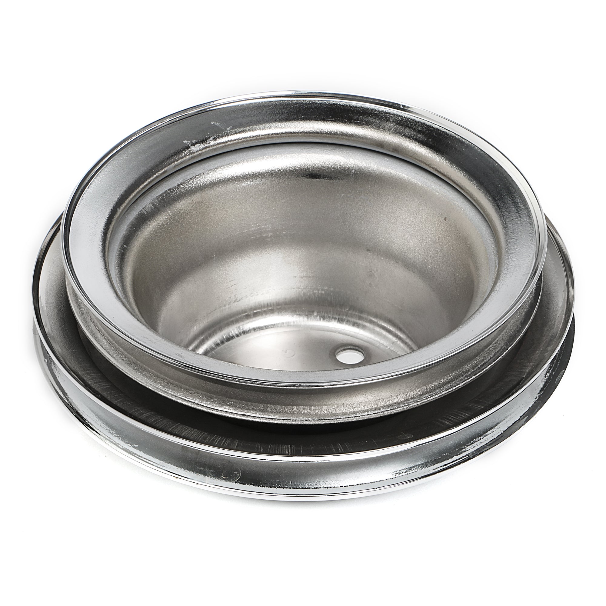 Trans-Dapt V-Belt 2 Groove Water Pump Pulley - 6.3 in Diameter - Chrome - Long Water Pump - Big Block Chevy