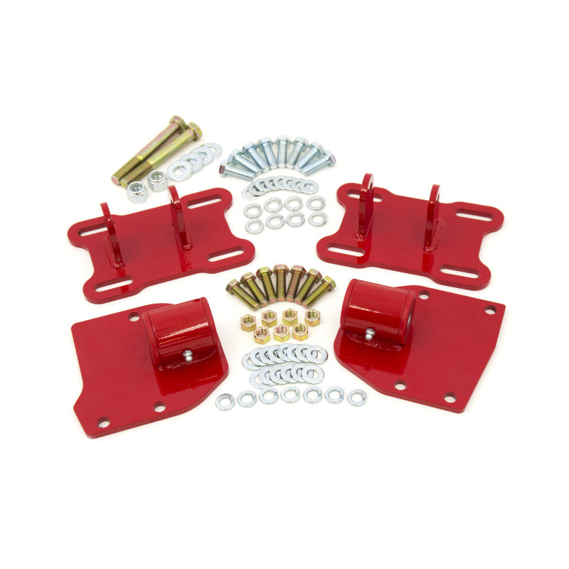 UMI Performance Bolt-On Motor Mount Hardware Included Steel Red Powder Coat - GM LS-Series