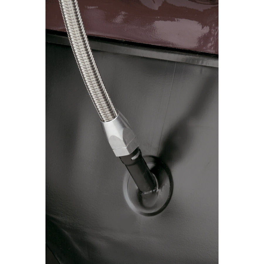 Lokar Engine Oil Dipstick - Pan Mount - Braided Stainless Housing - Clear Anodize - Big Block Ford