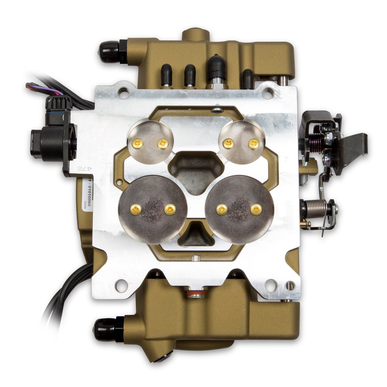 Sniper EFI Fuel Injection System - Master - Throttle Body - Quadrajet Flange - Fuel Pressure Regulator Required - Gold