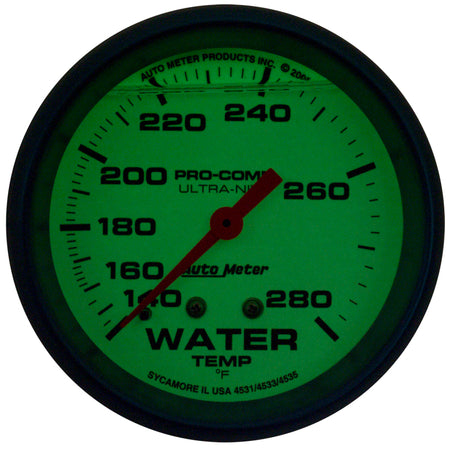 Auto Meter 2-5/8" Ultra-Nite Water Temp Gauge - 140-280